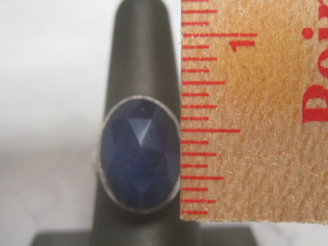Sterling Silver Ring with Blue Faceted Sapphire Quartz - 4