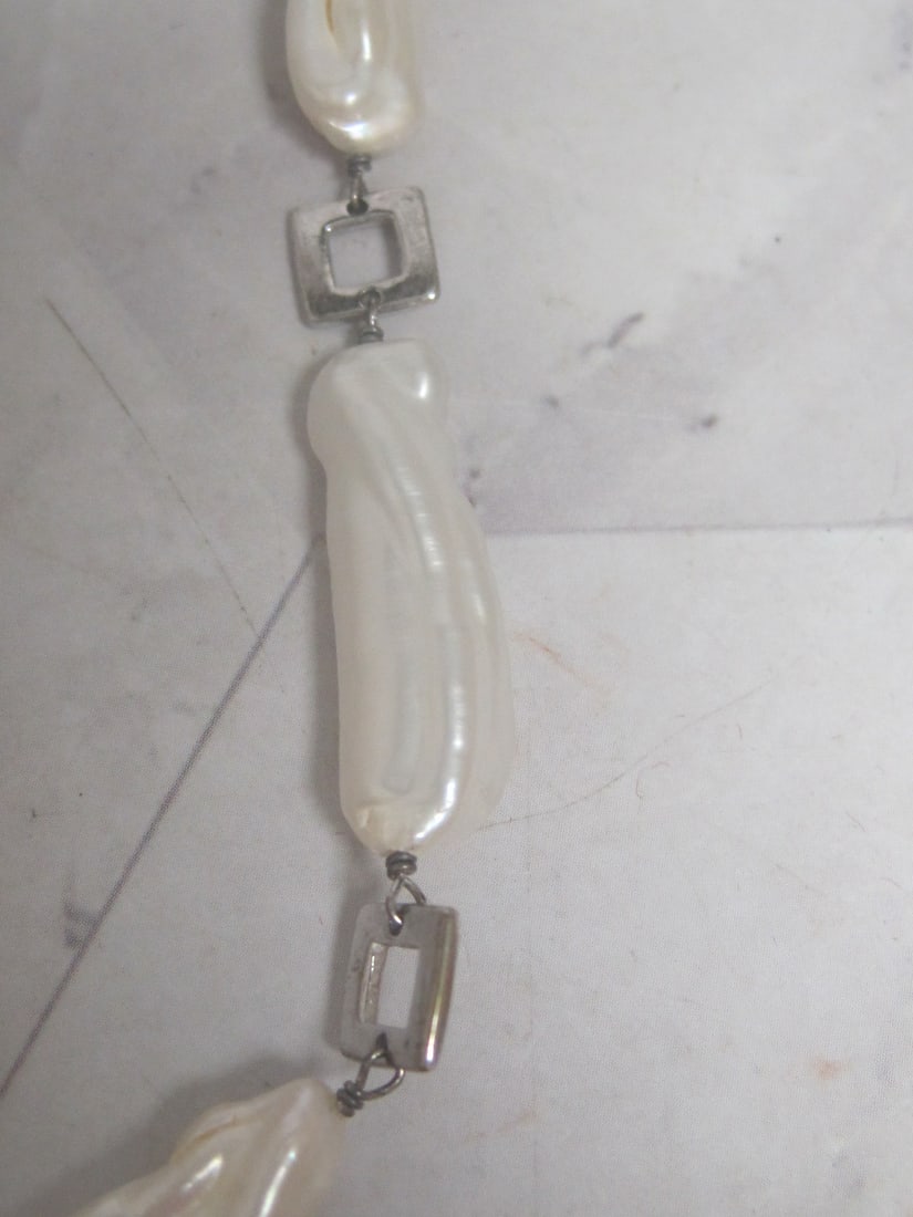 16" Sterling Silver Baroque Pearl Necklace - 2