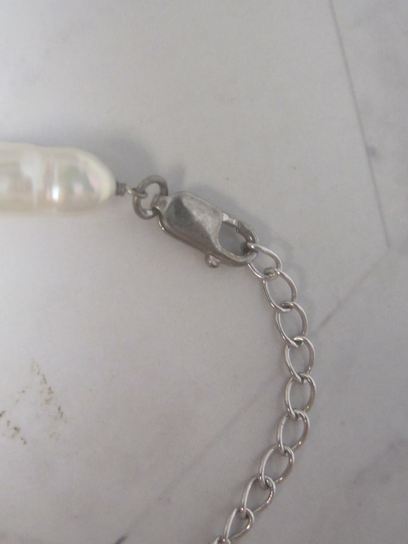 16" Sterling Silver Baroque Pearl Necklace - 3