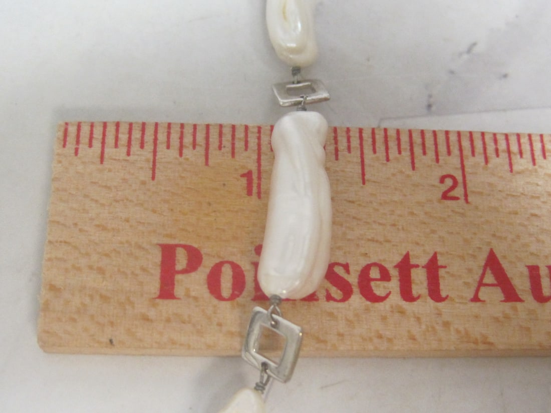 16" Sterling Silver Baroque Pearl Necklace - 4