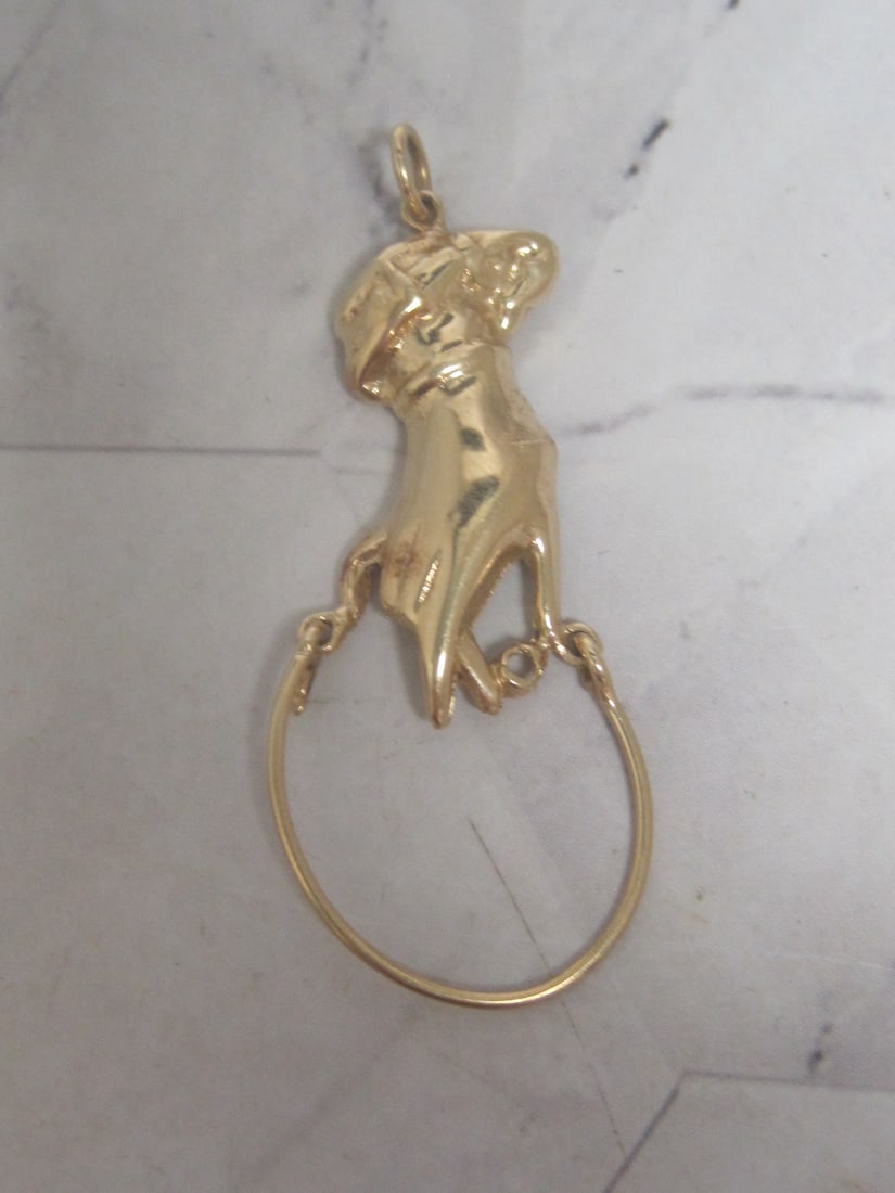 14k Gold "Hand" Charm Holder: Weighs 4.2 grams