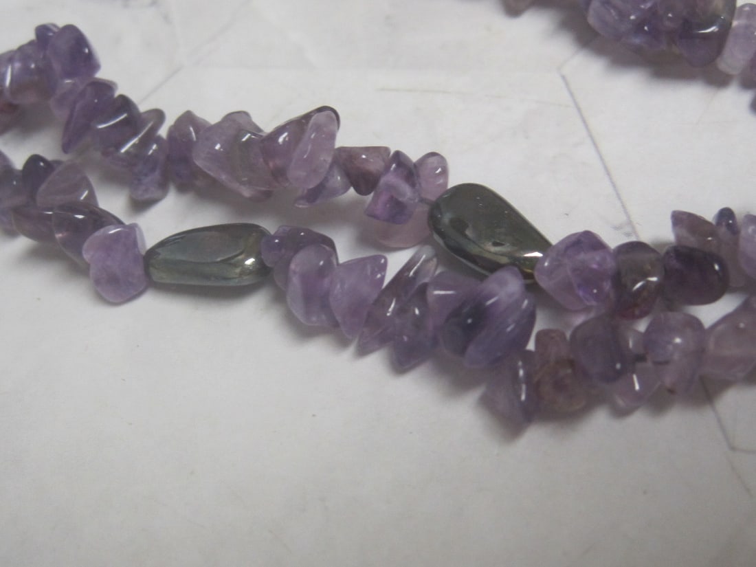 36" Genuine Amethyst Necklace with Sterling Silver Clasp - 2