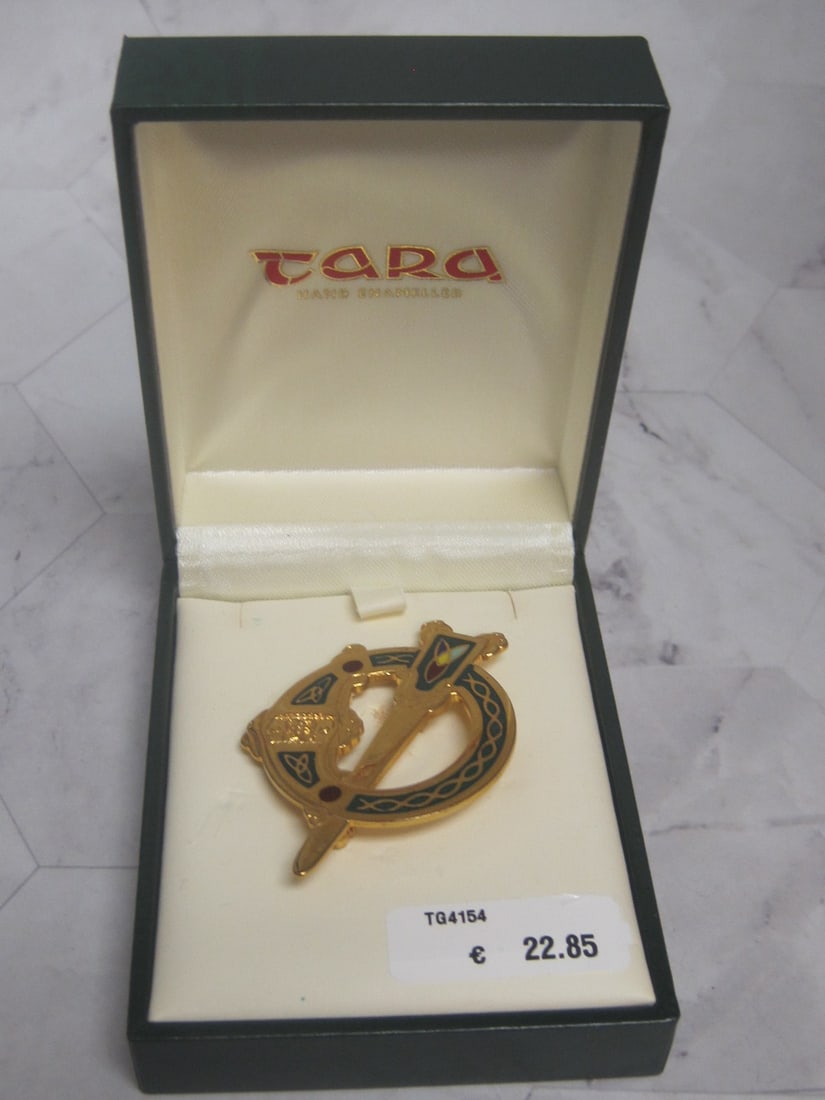 Tara of Dublin Enameled Goldtone Brooch: In original box