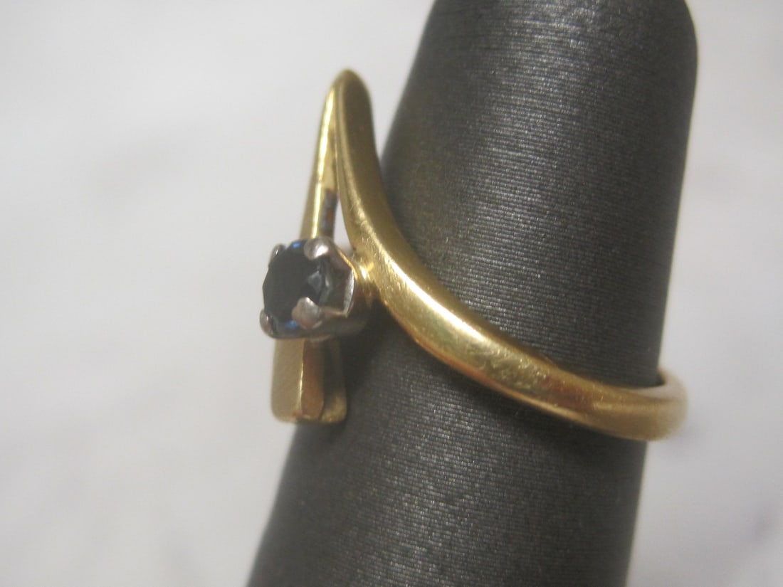 14k Gold Ring with Blue Stone - 2