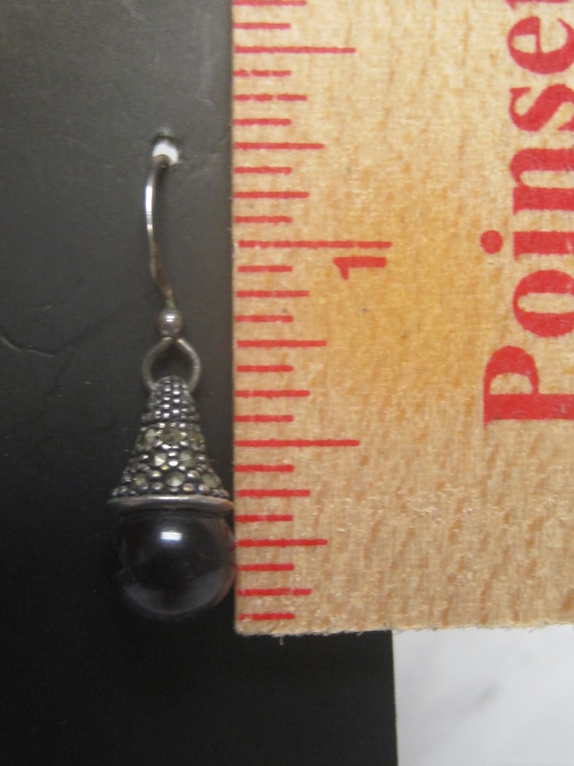 Sterling Silver Marcasite & Amethyst Earrings - 3