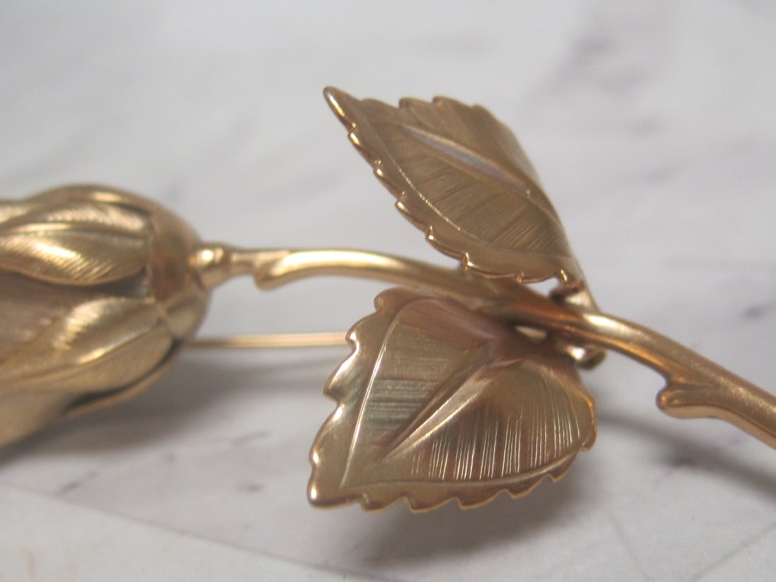 Vintage Goldtone Rose Brooch - 3