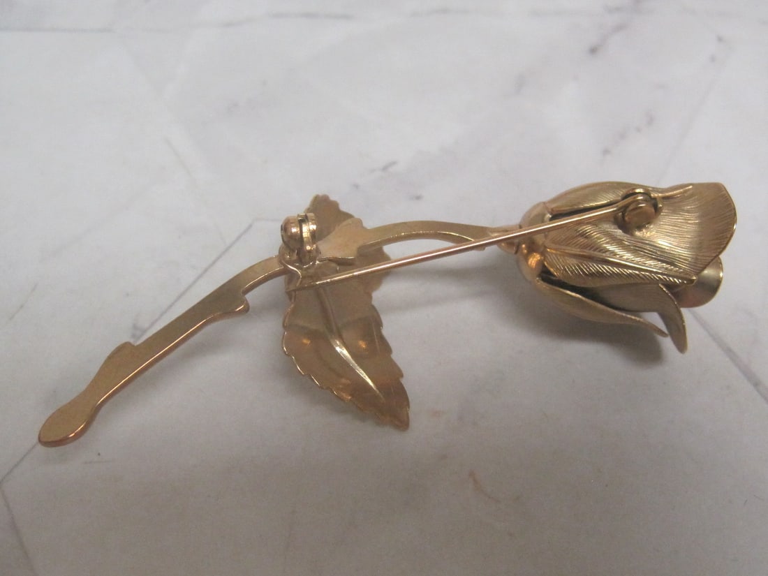 Vintage Goldtone Rose Brooch - 4