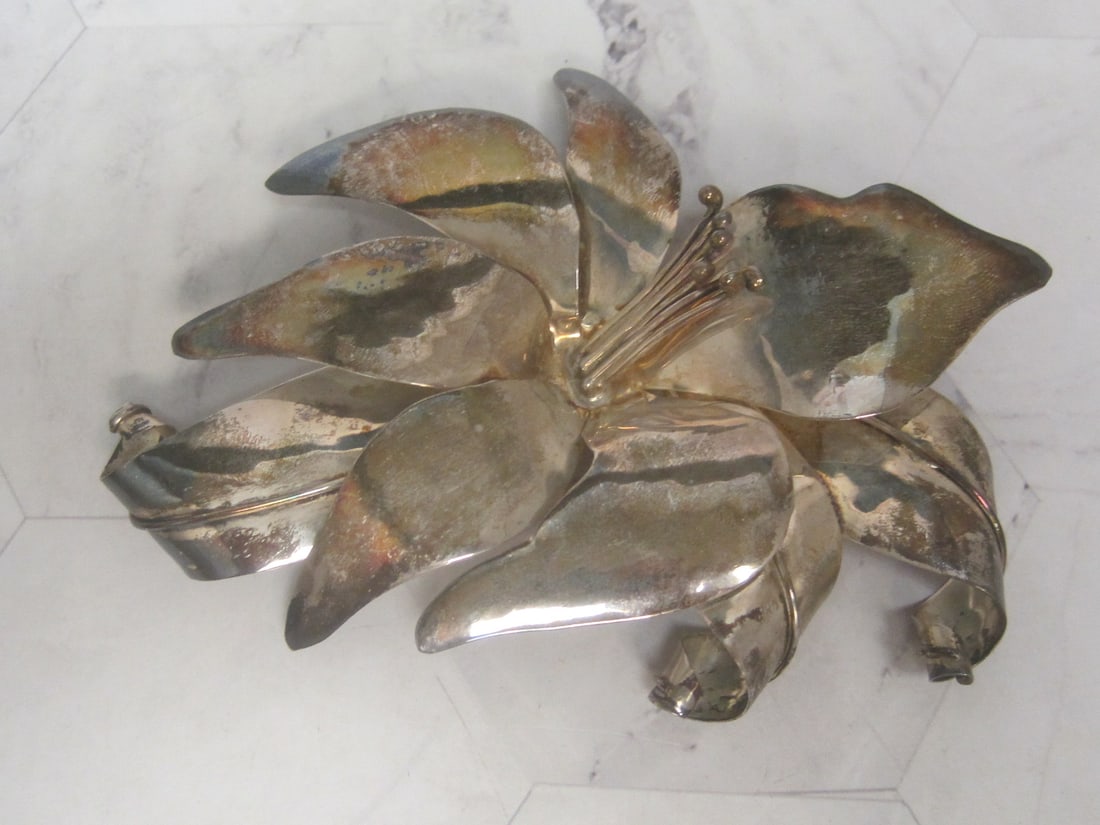 Sterling Silver Artisan Large Flower Brooch (1 of 6)