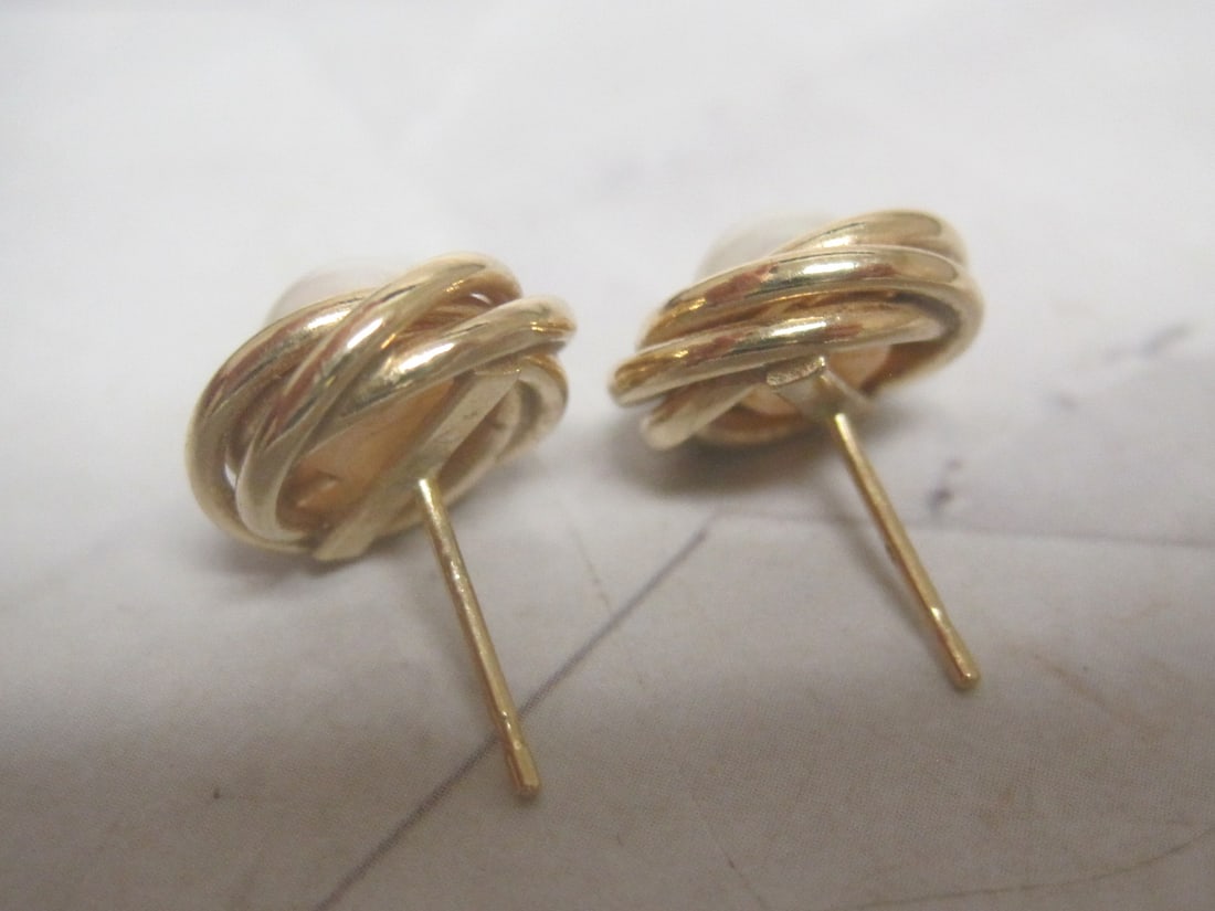 14k Gold Pearl Earrings - 3