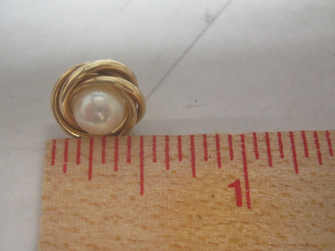 14k Gold Pearl Earrings - 4