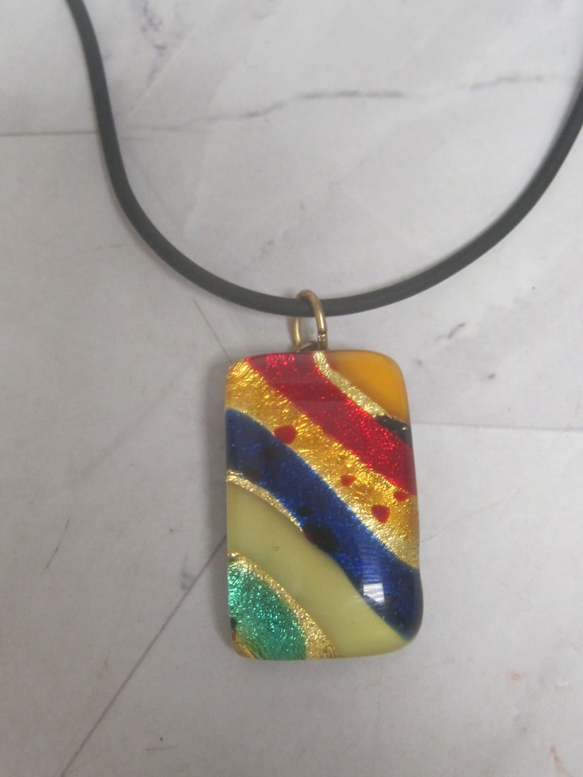 Vetro di Murano Pendant on Black Cord: .