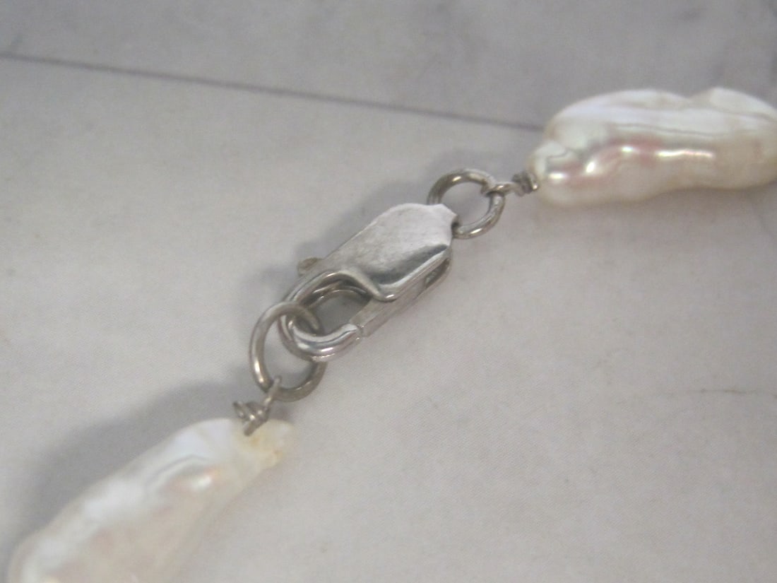 8" Sterling Silver Baroque Pearl Bracelet - 2