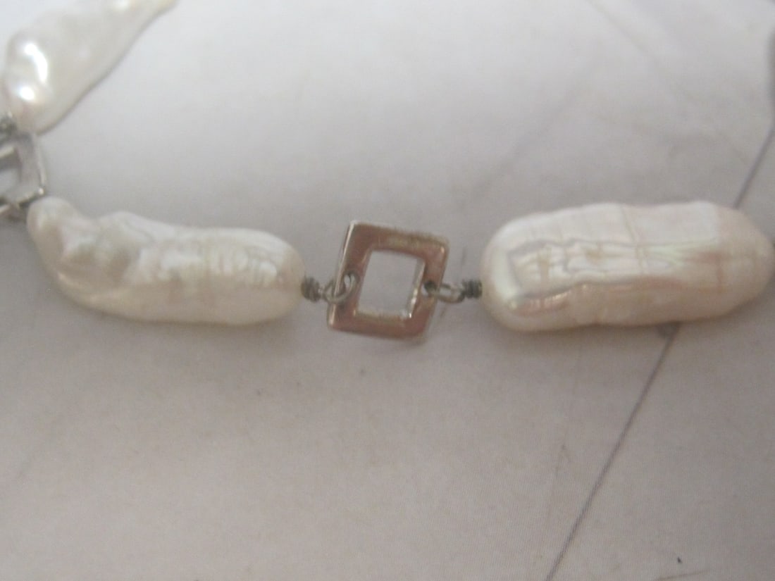8" Sterling Silver Baroque Pearl Bracelet - 3
