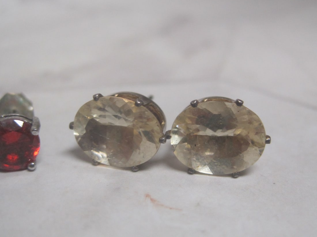 Lot of 3 Pairs of Sterling Silver Stud Earrings - 2