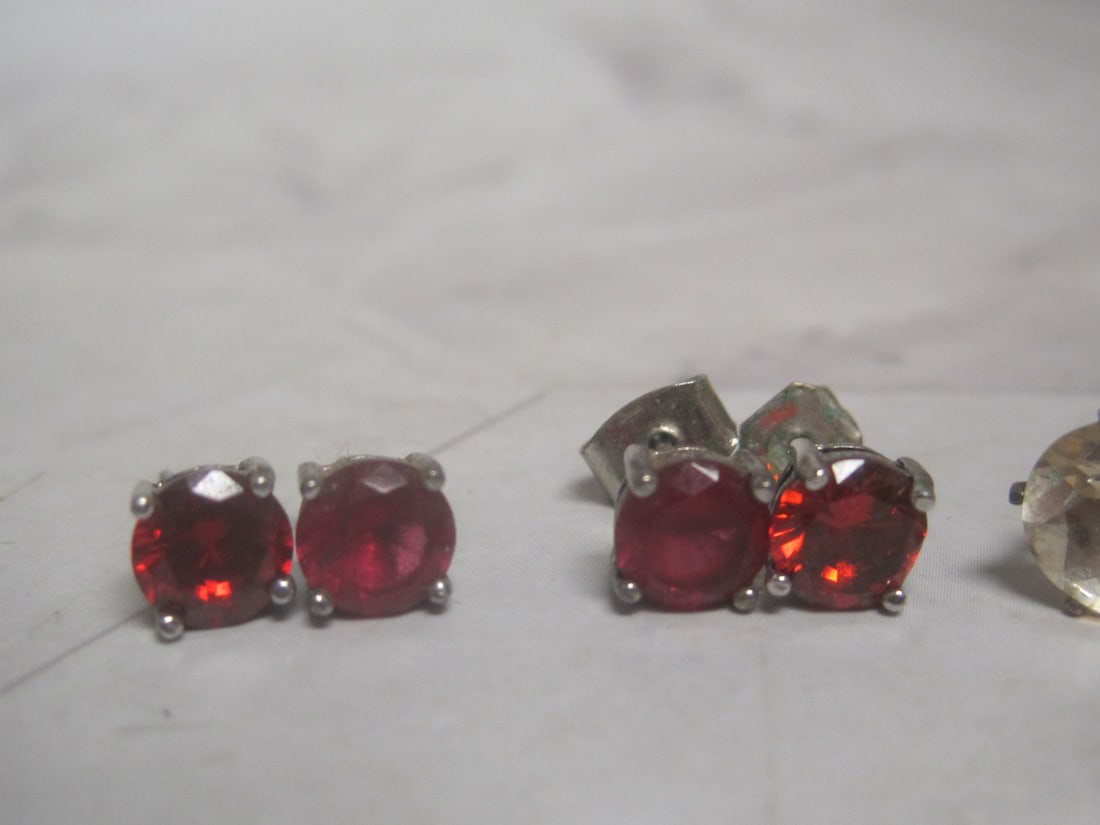 Lot of 3 Pairs of Sterling Silver Stud Earrings - 3