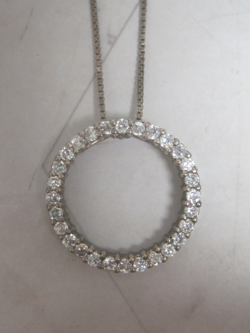 Sterling Silver CZ Circle of Life Pendant on 18" Sterling Silver Chain - 2