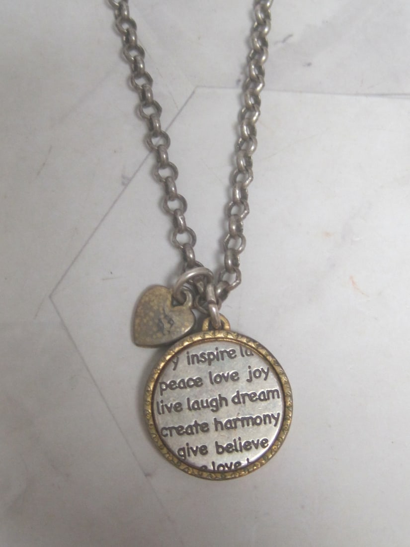 18" Brighton Inspirational Coin & Heart Charm Necklace: .