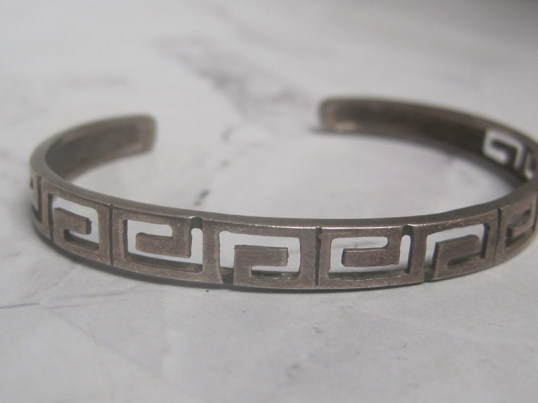 Sterling Silver Greek Key Cuff Bracelet - 2