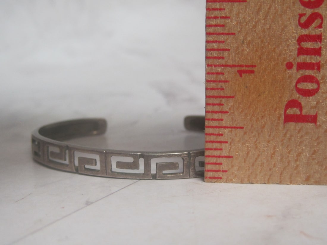 Sterling Silver Greek Key Cuff Bracelet - 4
