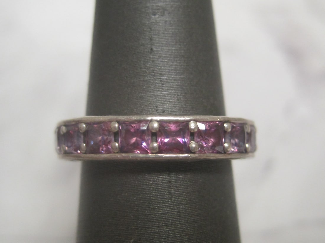 Pandora Sterling Silver Infinity Purple CZ Band Ring: Weighs 5.4 grams, Size 6