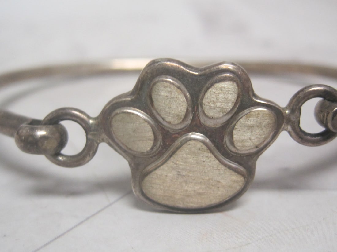 Sterling Silver Tiger Paw Bangle Bracelet - 2