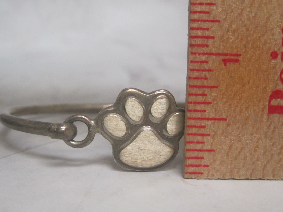 Sterling Silver Tiger Paw Bangle Bracelet - 4