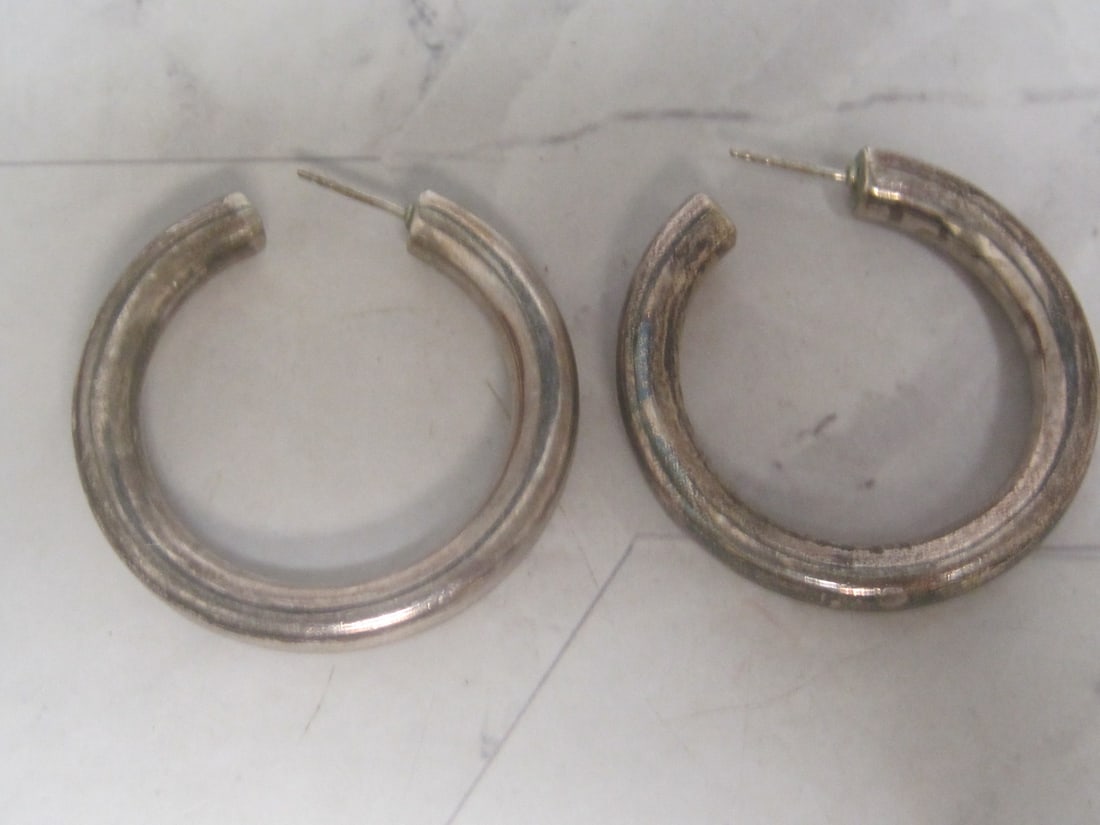 Sterling Silver Heavy Hoop Earrings: Weighs 12.7 grams