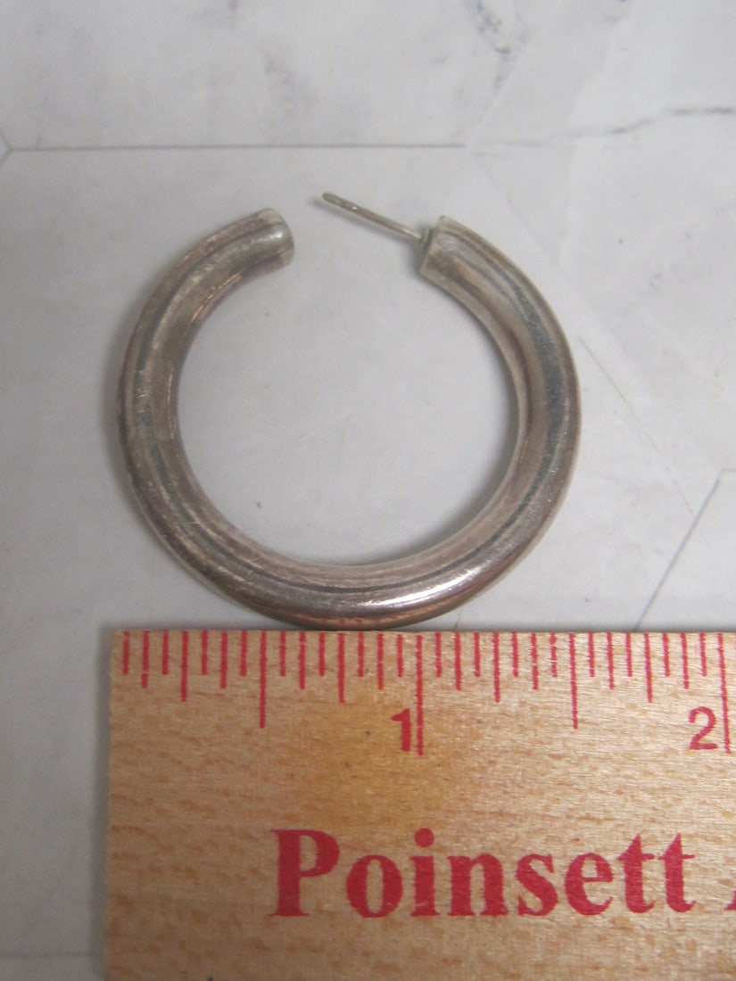 Sterling Silver Heavy Hoop Earrings - 3