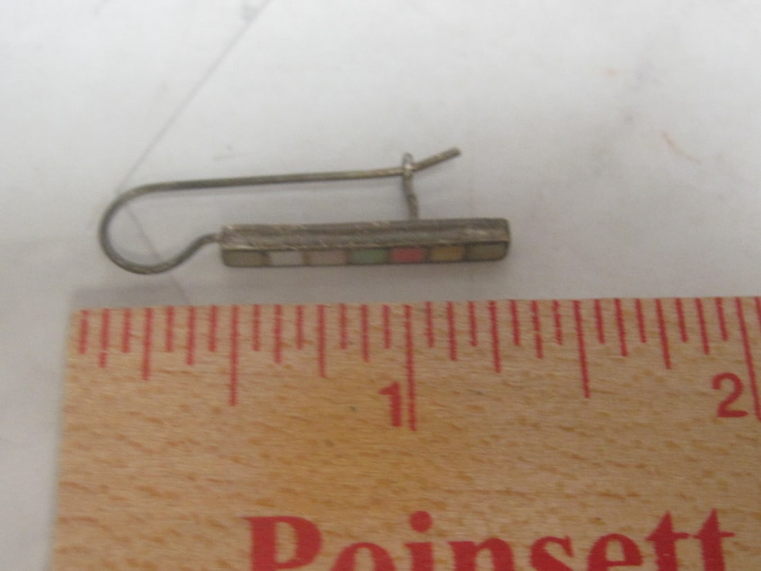 Sterling Silver Bar Earrings with Inlaid Square Stones - 5