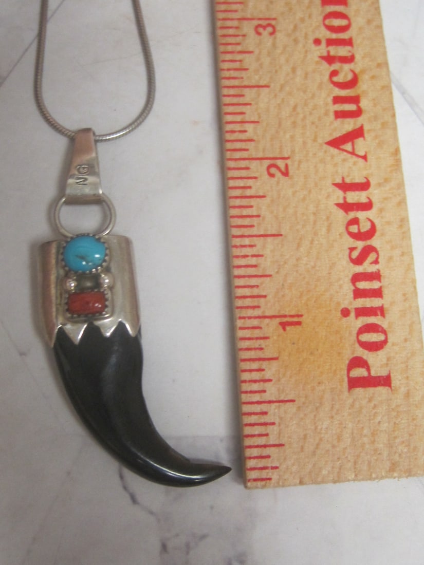 Native American Style Sterling Silver Pendant on 18" Sterling Silver Chain - 9