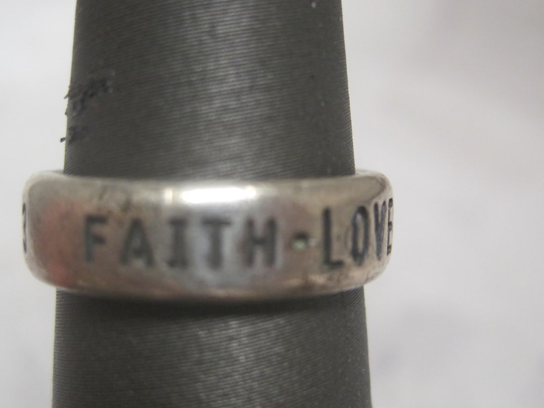 Sterling Silver Faith Love Hope Band Ring - 2
