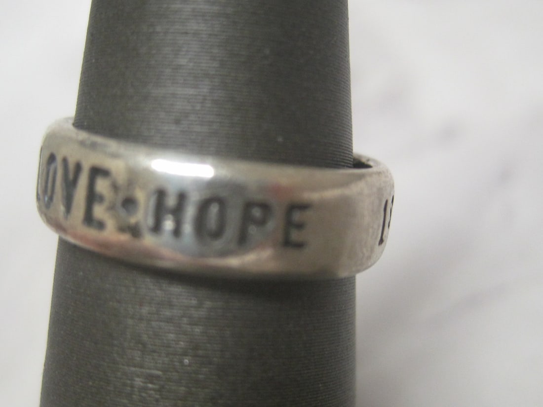 Sterling Silver Faith Love Hope Band Ring - 3