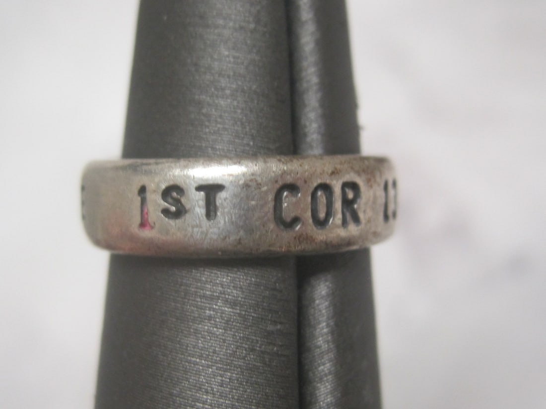 Sterling Silver Faith Love Hope Band Ring - 4