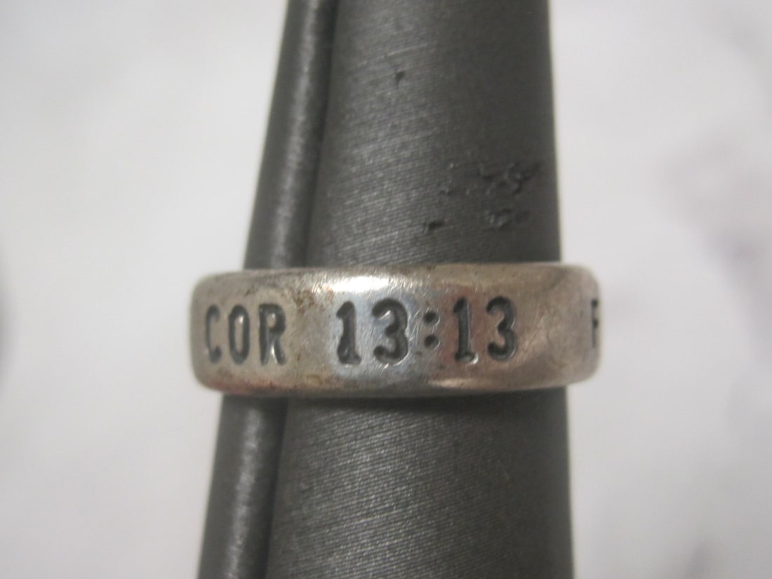 Sterling Silver Faith Love Hope Band Ring - 5