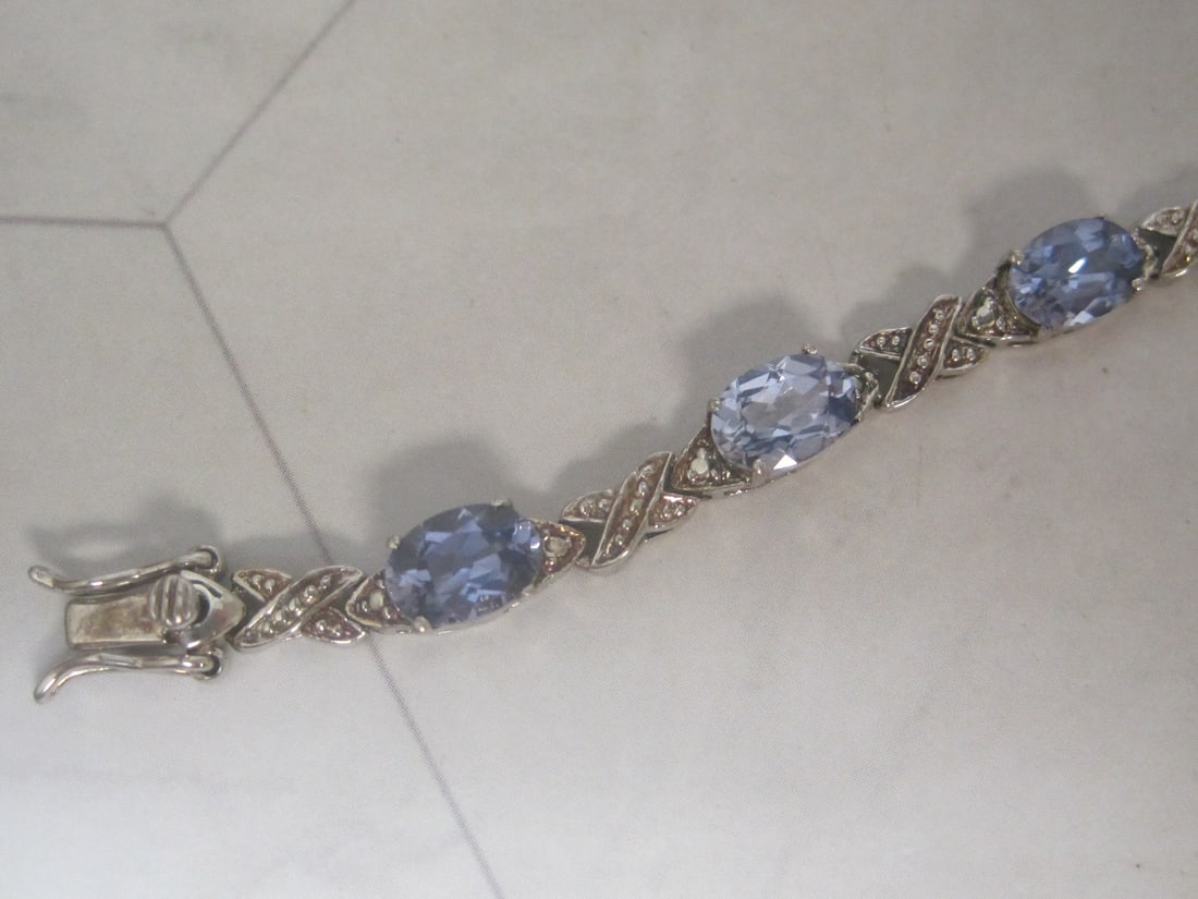 Beautiful 7 1/4" Sterling Silver Tanzanite Bracelet - 2
