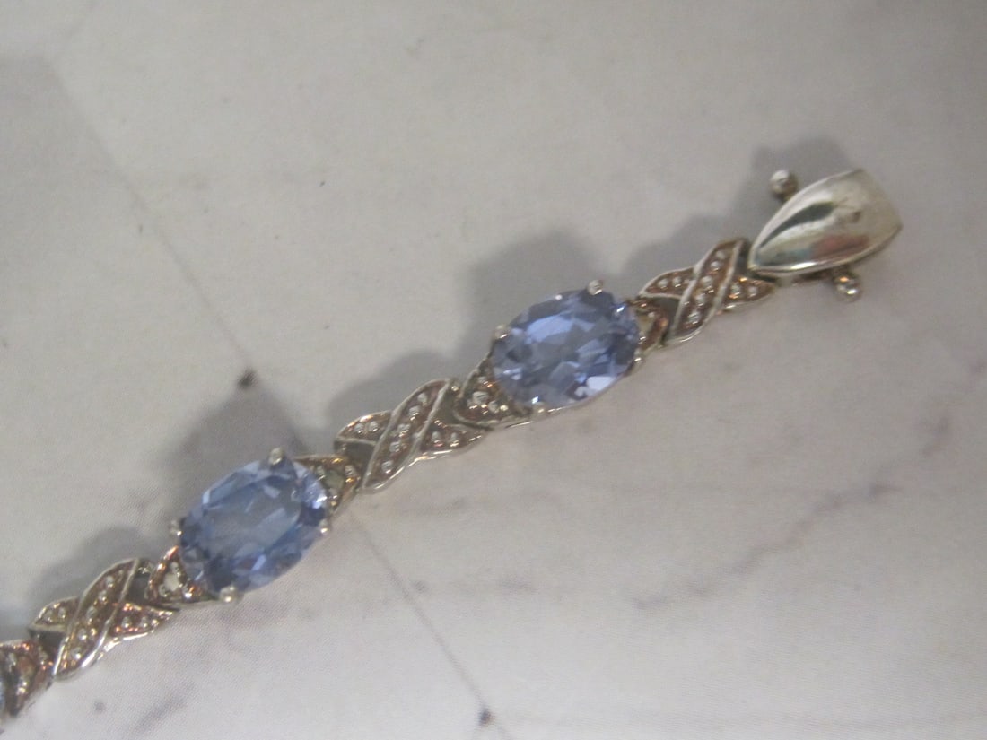 Beautiful 7 1/4" Sterling Silver Tanzanite Bracelet - 4