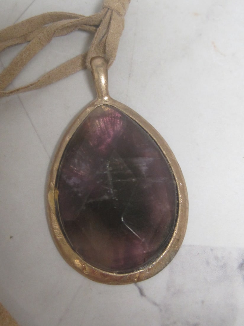 Semi-Precious Stone Pendant on Braided Suede Necklace by Dorothy - 2