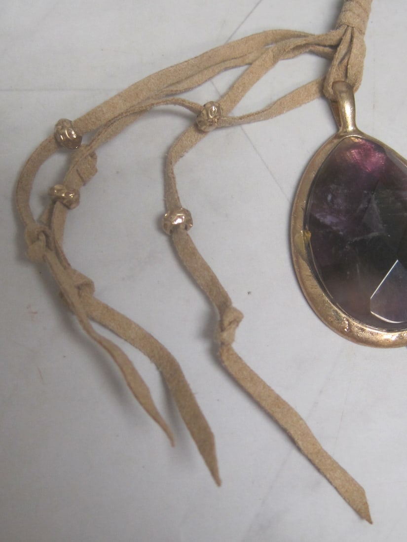 Semi-Precious Stone Pendant on Braided Suede Necklace by Dorothy - 3