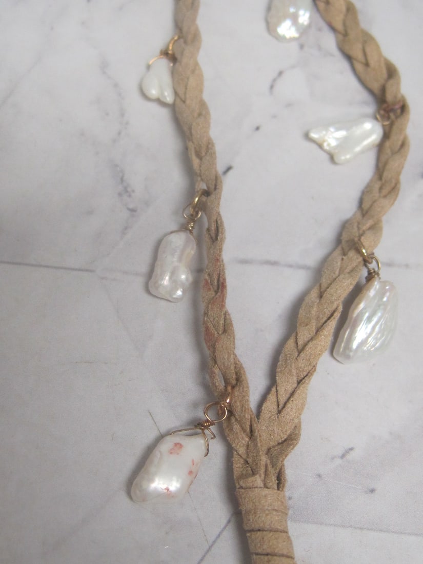 Semi-Precious Stone Pendant on Braided Suede Necklace by Dorothy - 4