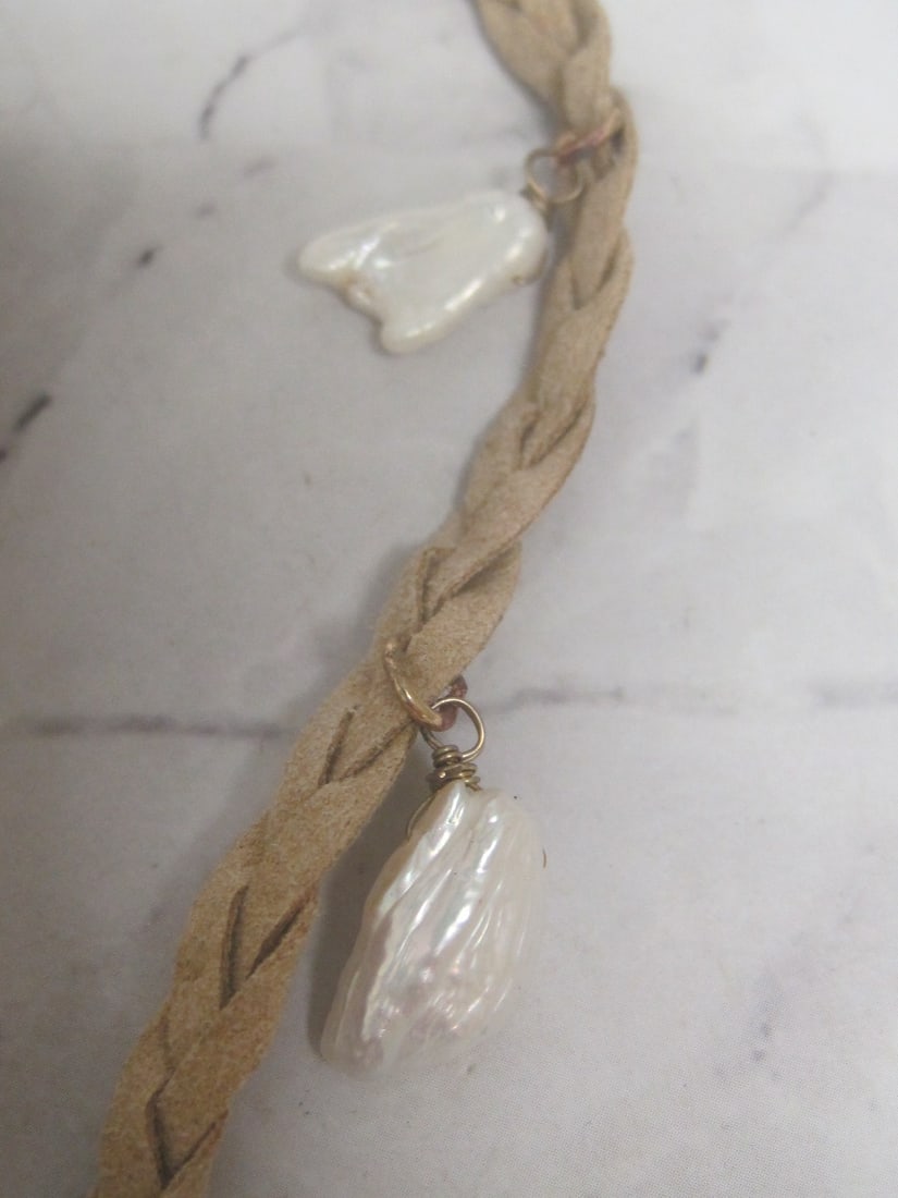 Semi-Precious Stone Pendant on Braided Suede Necklace by Dorothy - 5