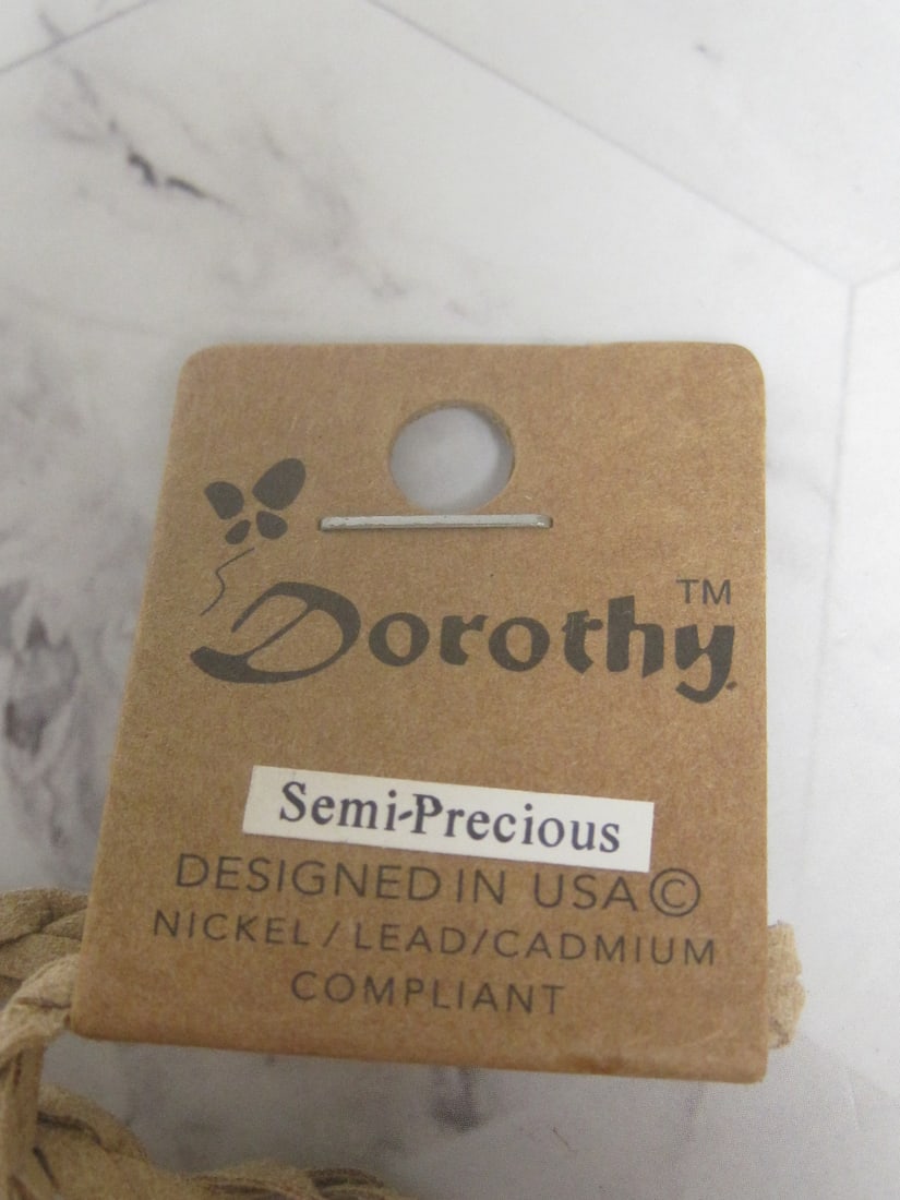 Semi-Precious Stone Pendant on Braided Suede Necklace by Dorothy - 6