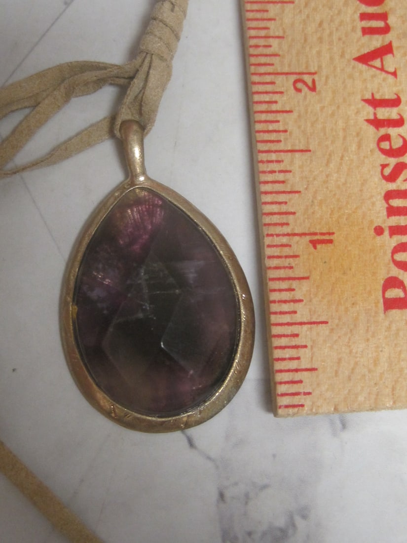 Semi-Precious Stone Pendant on Braided Suede Necklace by Dorothy - 7