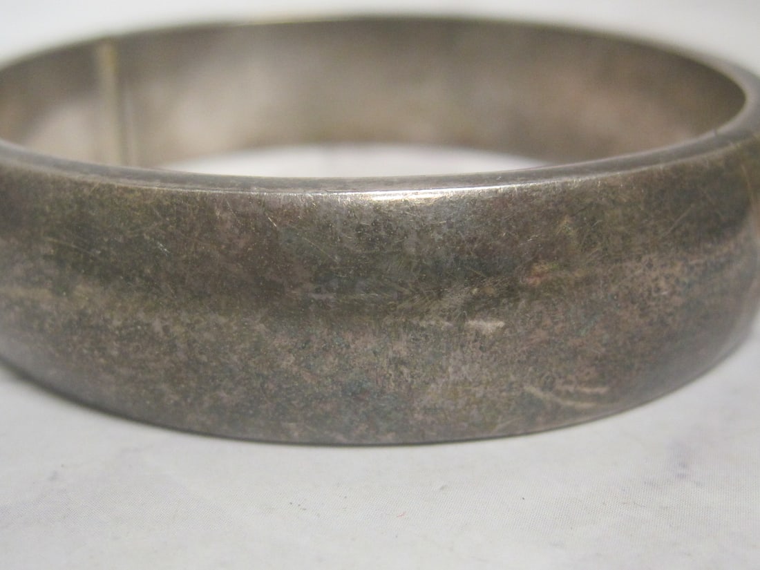 Sterling Silver Wide Hinged Bangle Bracelet - 2