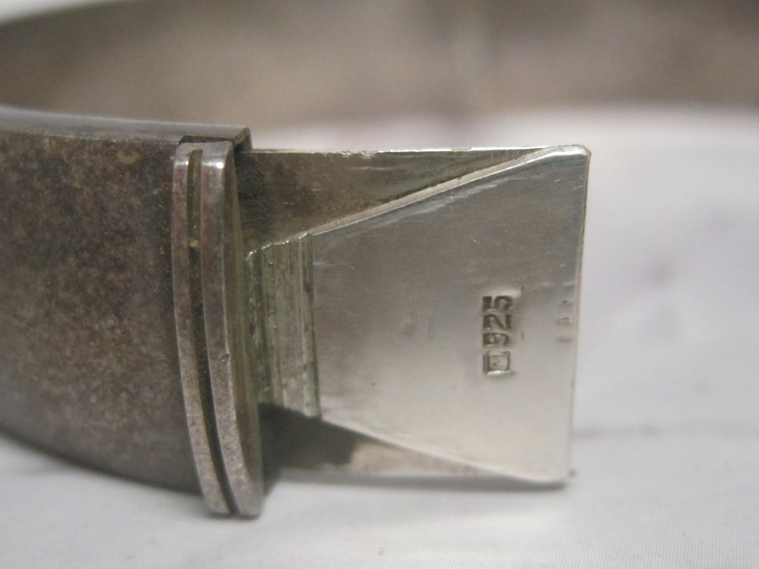 Sterling Silver Wide Hinged Bangle Bracelet - 4