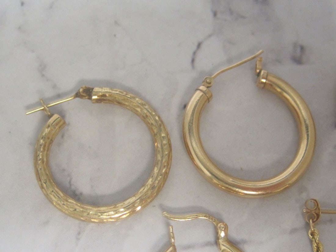 Lot of 5 14k Gold Single Earrings - 2