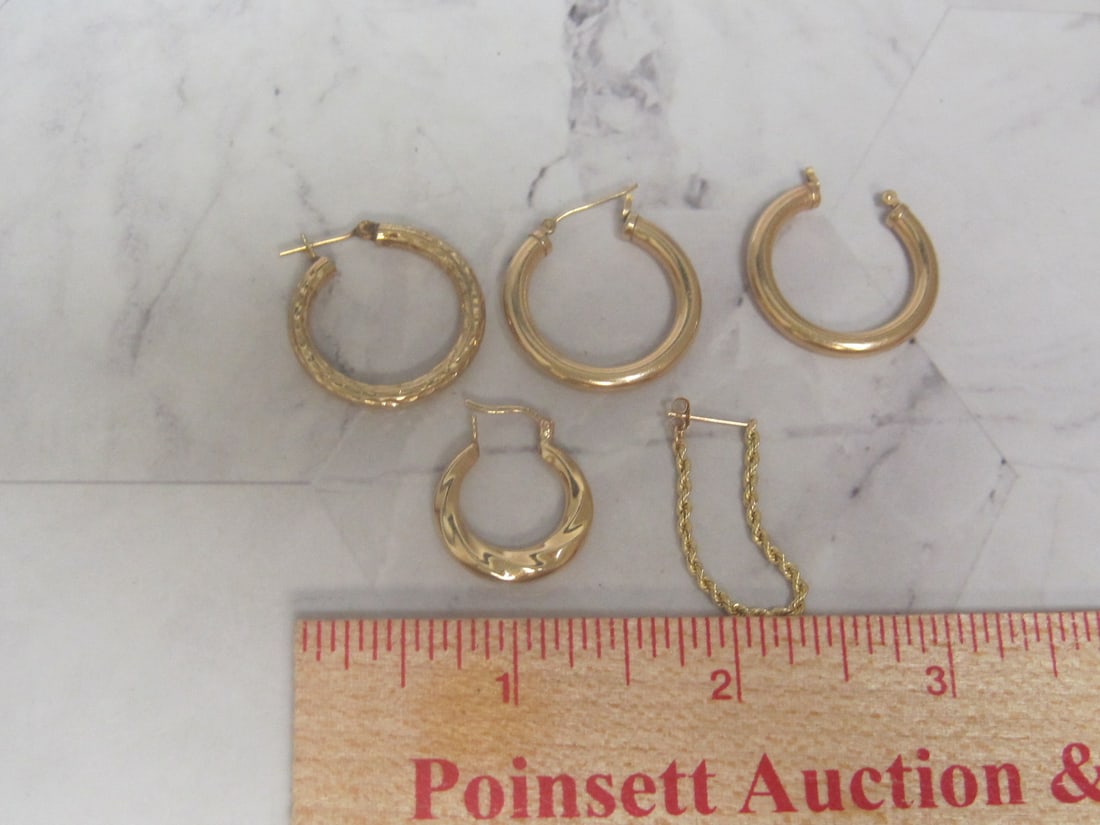 Lot of 5 14k Gold Single Earrings - 5