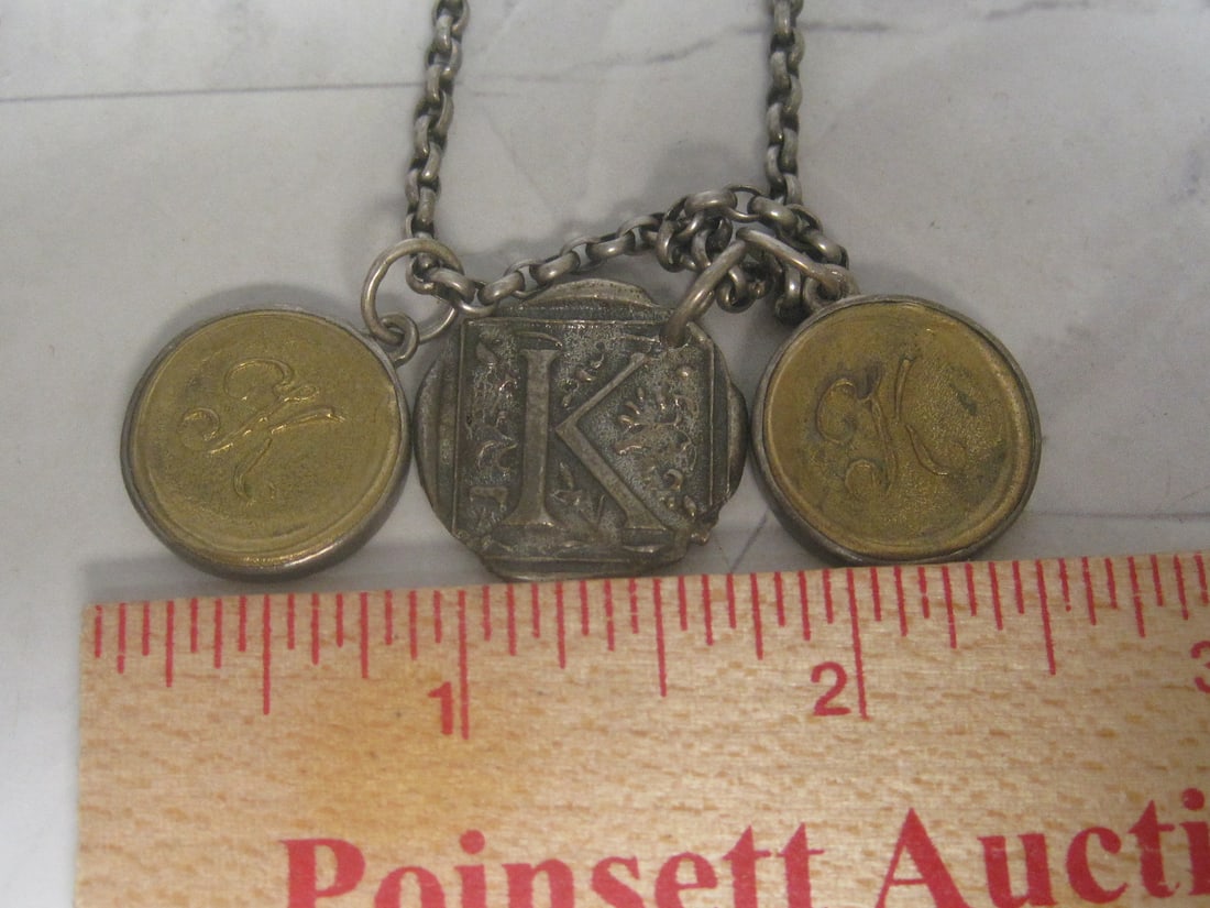 16" Sterling Silver Chain with 3 "K" Pendants - 7
