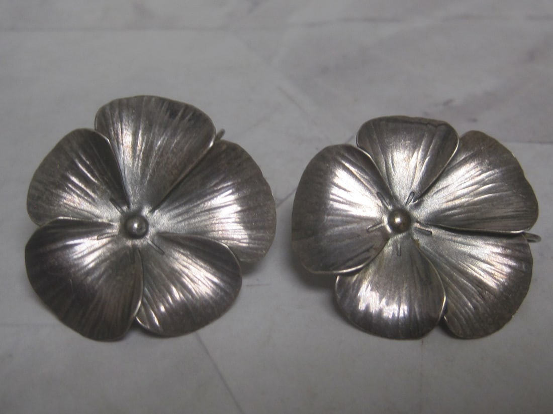 Sterling Silver Pansy Earrings (1 of 4)