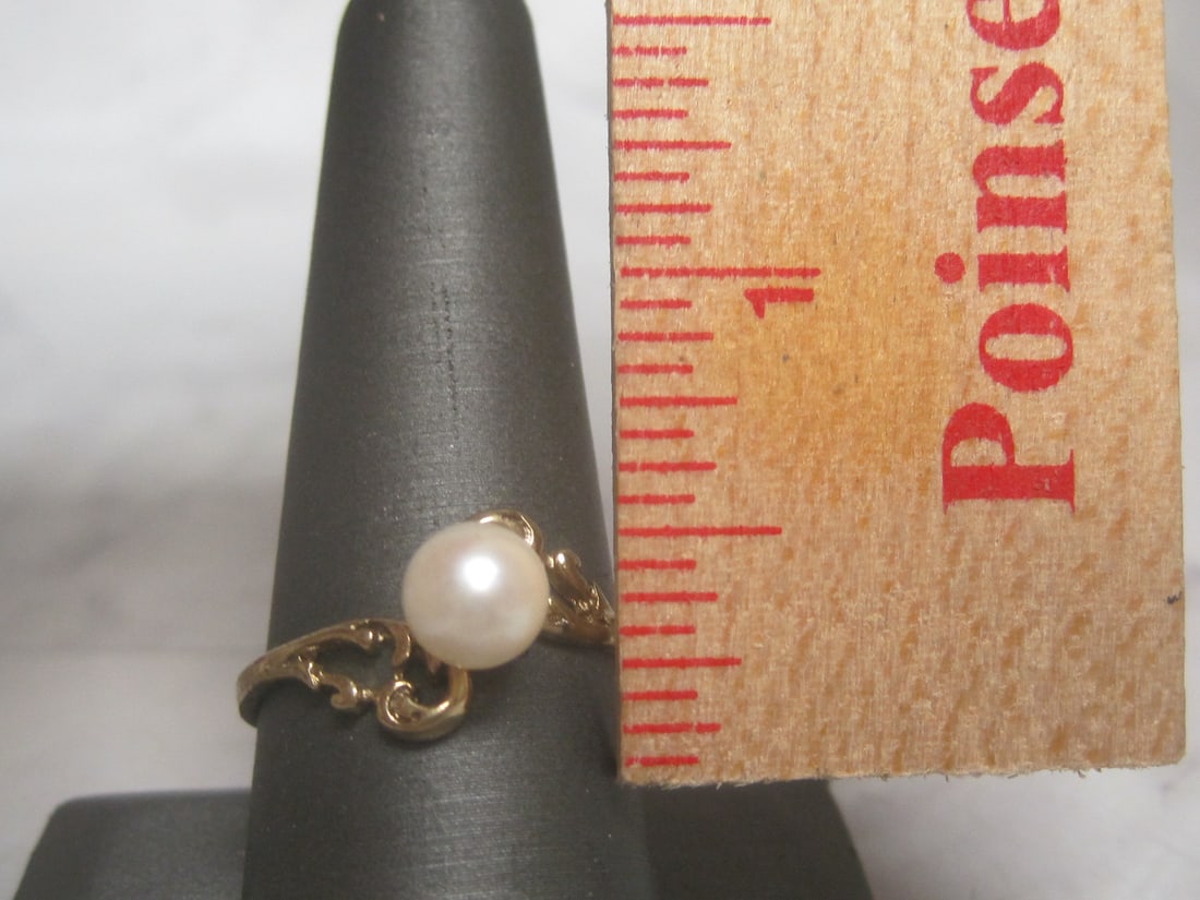 Sterling Silver Vermeil Pearl Ring - 4