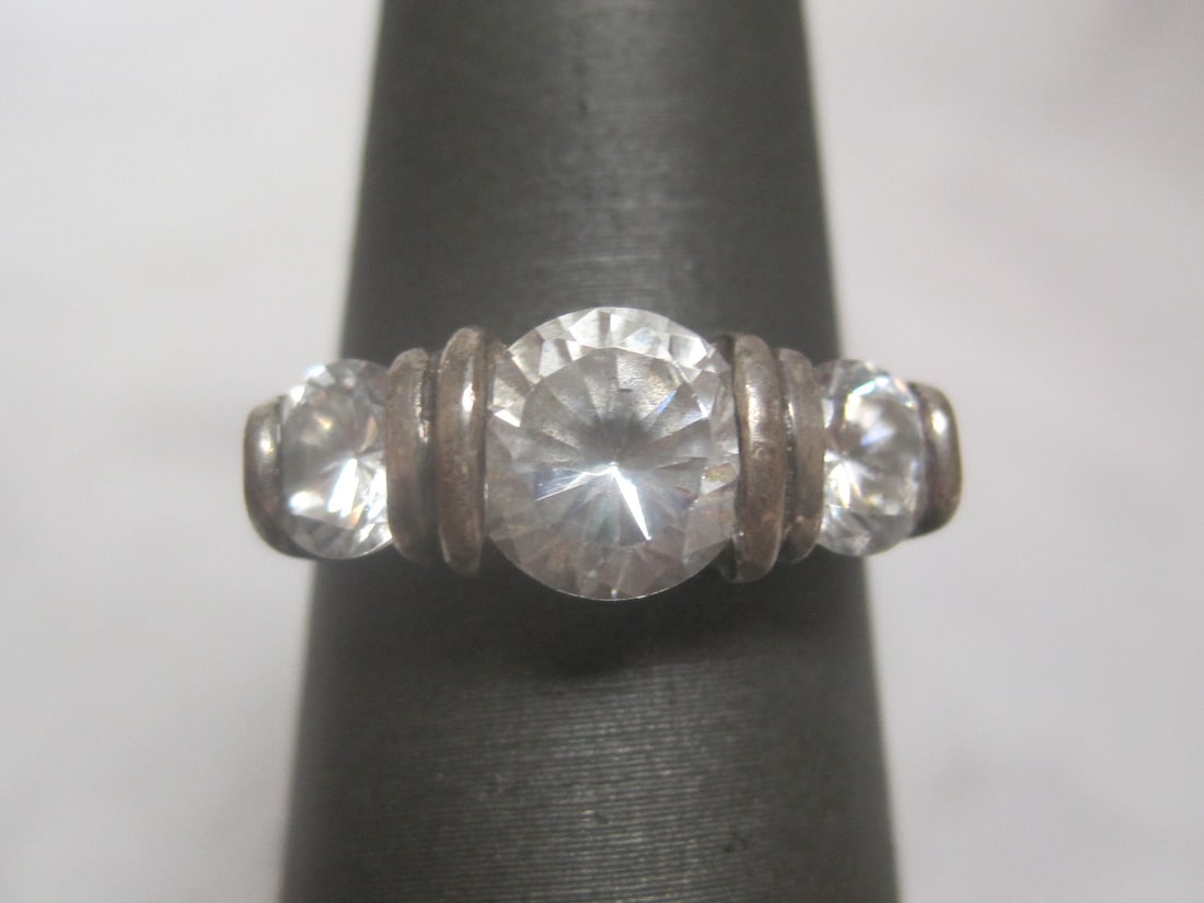 Sterling Silver CZ Ring: Weighs 5 grams, Size 6